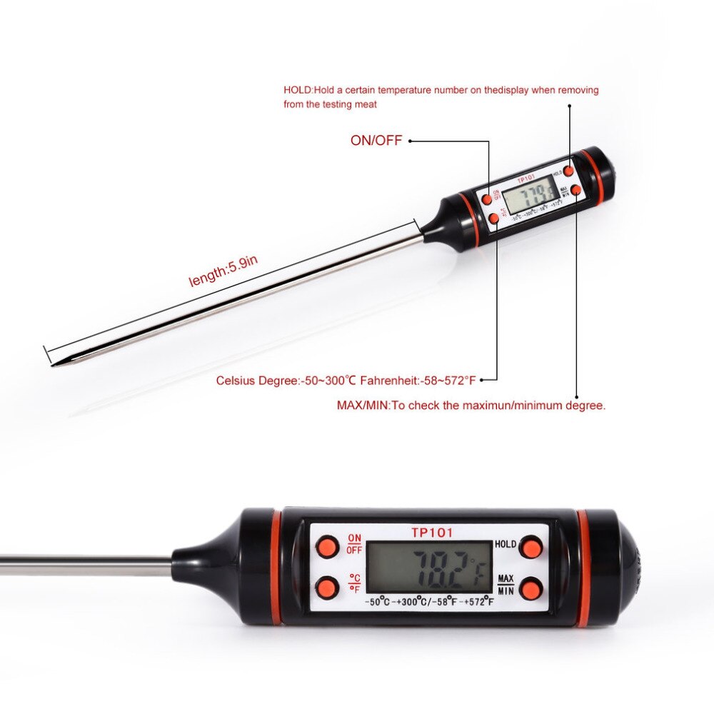 Digital Cooking Thermometer Food Probe Meat Kitchen BBQ Selectable Sensor Gauge Heat Indicator