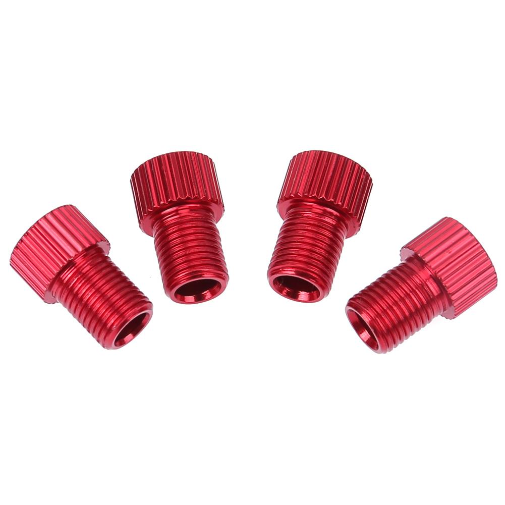 4/5pcs Bicycle Pump Tire Valve Adapter Convert Tire Presta To Schrader Copper Bike Air Valve Adaptor Wheels Nozzle Cycling Tool: 4pcs Red