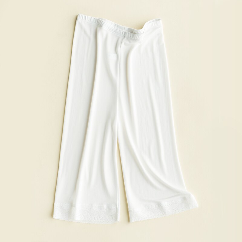 Lopnt silke underdele dame lounge wear pyjamasbukser solide trusse bloomers anti-lighting foer åndbar nattesøvn wear: Hvid / M