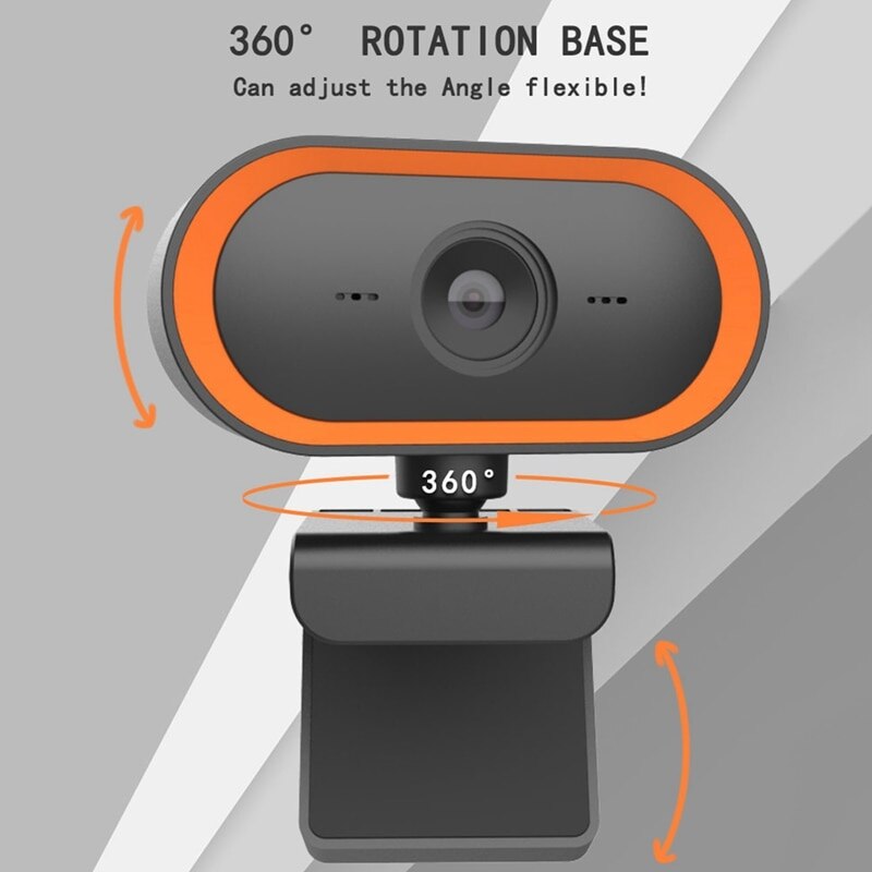 2K Hd Computer Usb Camera, leef Microfoon Camera Met Driehoek Beugel-Blauw/Oranje 2 Kleuren 1Pc