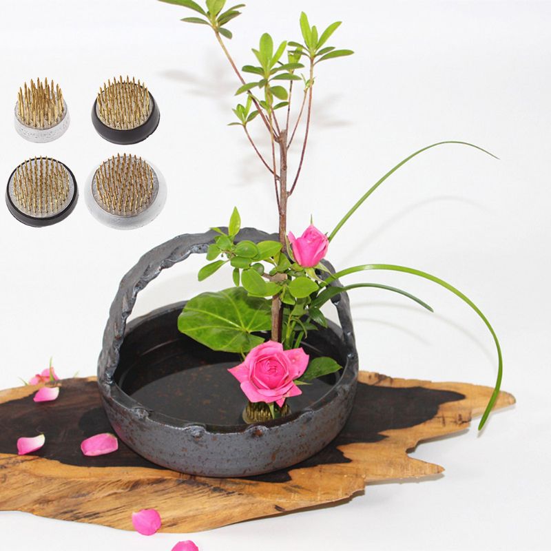 Ikebana Kenzan-Rana de flores redonda con junta de goma, herramientas de arreglo fijo de arte
