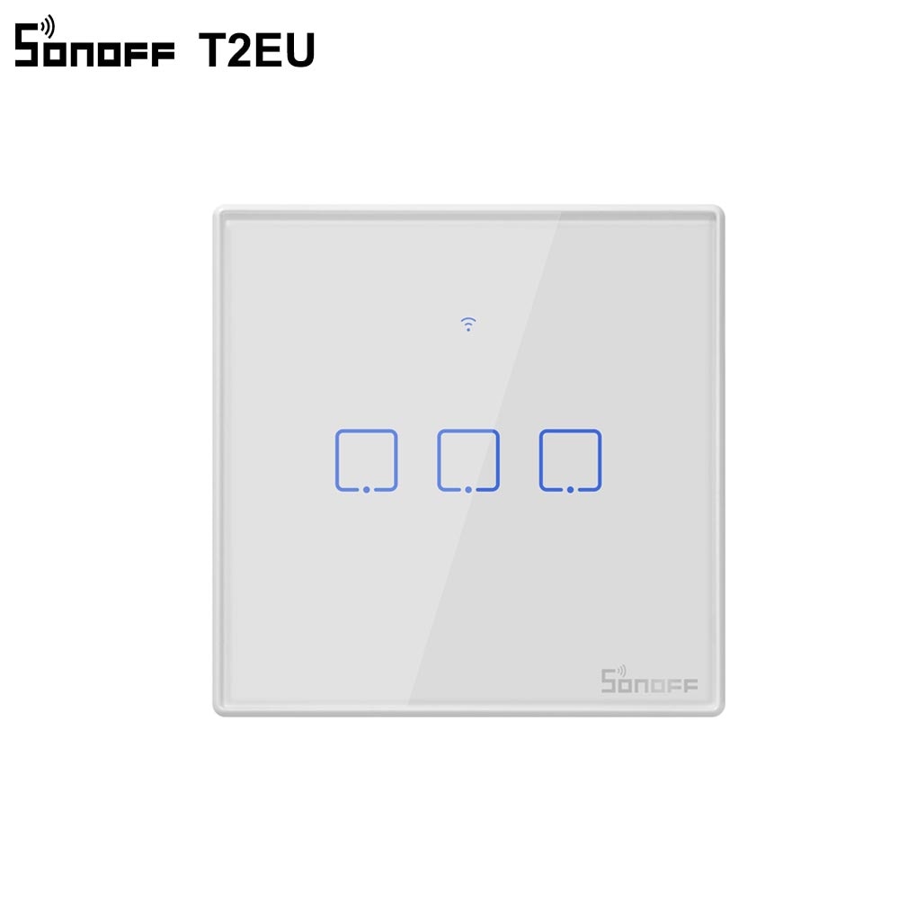 SONOFF T2EU TX inteligente Wifi pared Interruptor táctil con frontera casa inteligente 1/2/3/banda 433 RF /Control de voz/aplicación/táctil funciona con Alexa