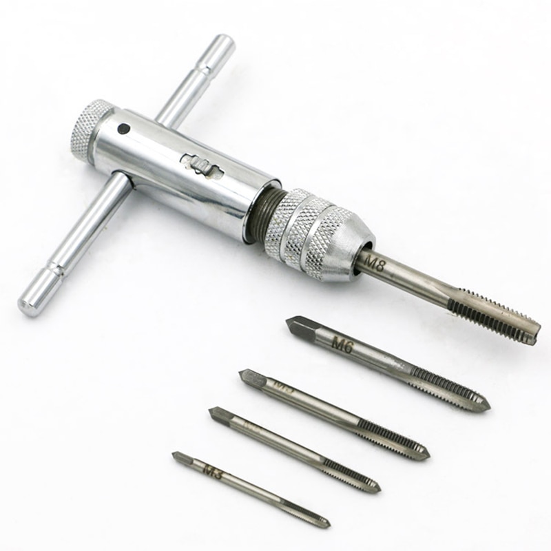 M3-M8 Adjustable Ratchet Tap Tap Wrench For Tap Tapping Hand For Reversing Wrench Manual Tapping Accessories -1 Set