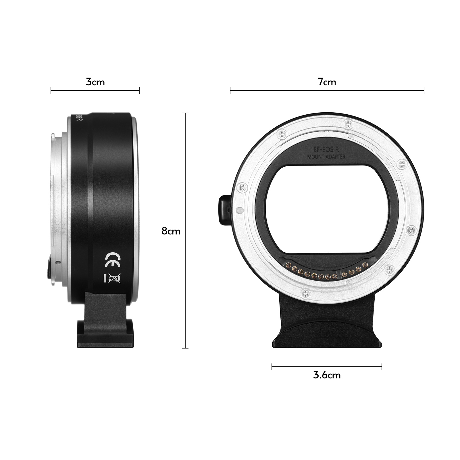 Andoer EF-EOS R Auto Focus Camera Lens Adapter Ring IS Image for Canon EF EF-S Lens to Canon EOS R RF Mount Full Frame Cameras
