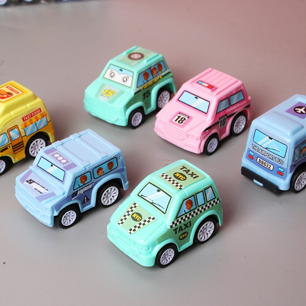 Kinder Mini Autos Modell Spielzeug Auto 6 stücke Pull Zurück Mobile Fahrzeug Jungen Spielzeug Taxi Feuer Lkw Modell Für kinder Gießt Druck Spielzeug