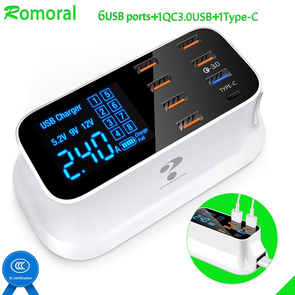 Quick Charge 3.0 Led Display Usb Oplader Voor Android Iphone Adapter Telefoon Tablet Fast Charger