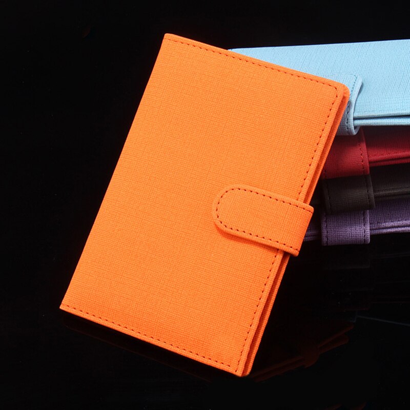 Vrouwen pu leren paspoorthoes unisex hoes op het paspoort met sluiting effen kleur paspoorthoes reisdocumenten kaarthouder: Oranje