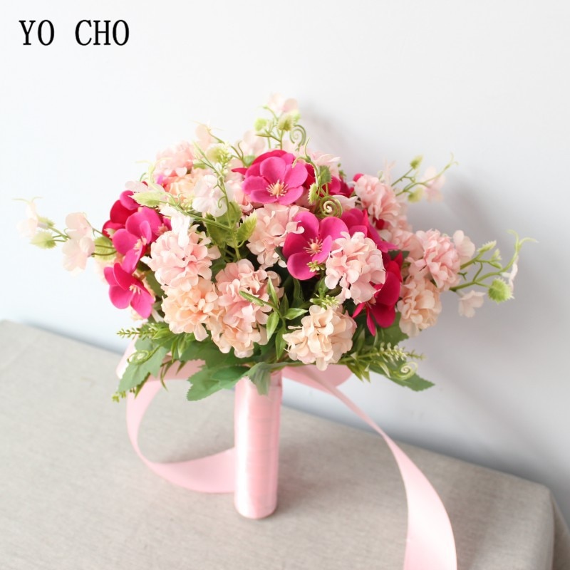 YO CHO-ramo de flores artificiales para novia, ramo de flores de seda, Bola de La Fortuna, Begonia, ramos de boda, dama de honor