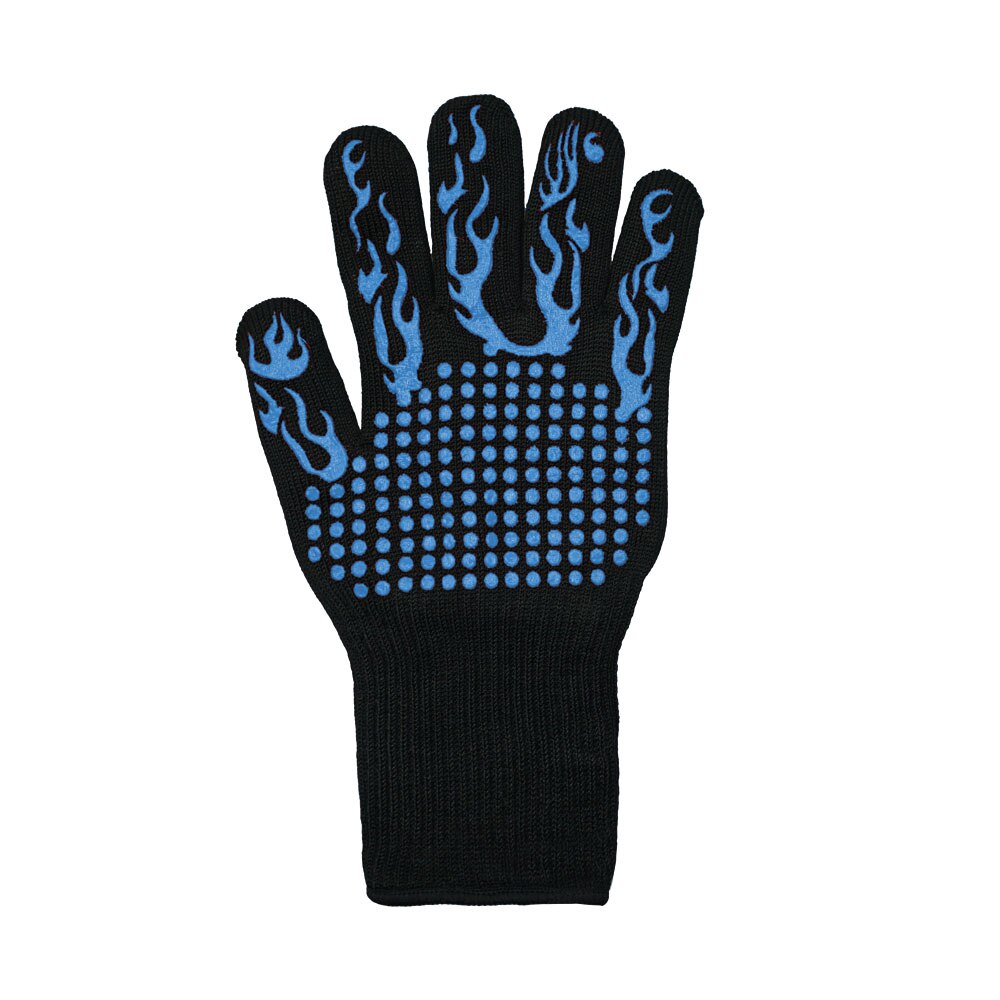 Safety Fireproof Gloves Fire Insulation High Temperature Resistant Work Gloves Kitchen BBQ Grill Non-slip Microwave Oven Gloves: one piece Blue