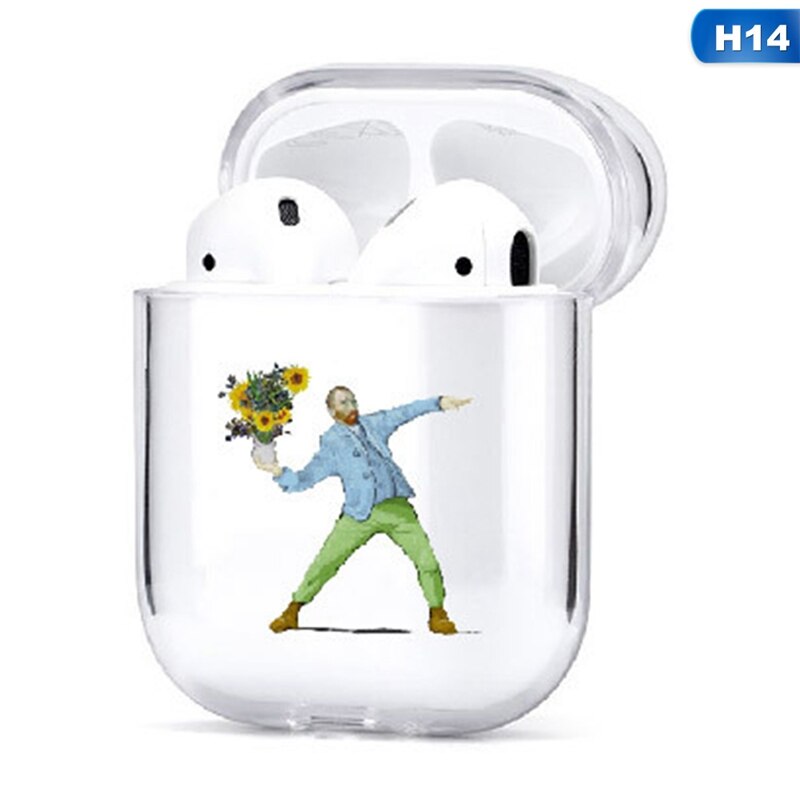 Caso sveglio Per Il Caso di Apple airpods caso Del Fumetto Divertente Statua di Arte Senza Fili di Bluetooth del Trasduttore Auricolare Per Il Caso di Airpods 1/2 Morbido custodia protettiva: CEA7371H14