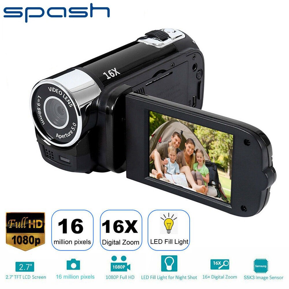 16X Zoom 2.7 inch Digital Video Camera HD 1080P Vlogging Camcorder Recorder