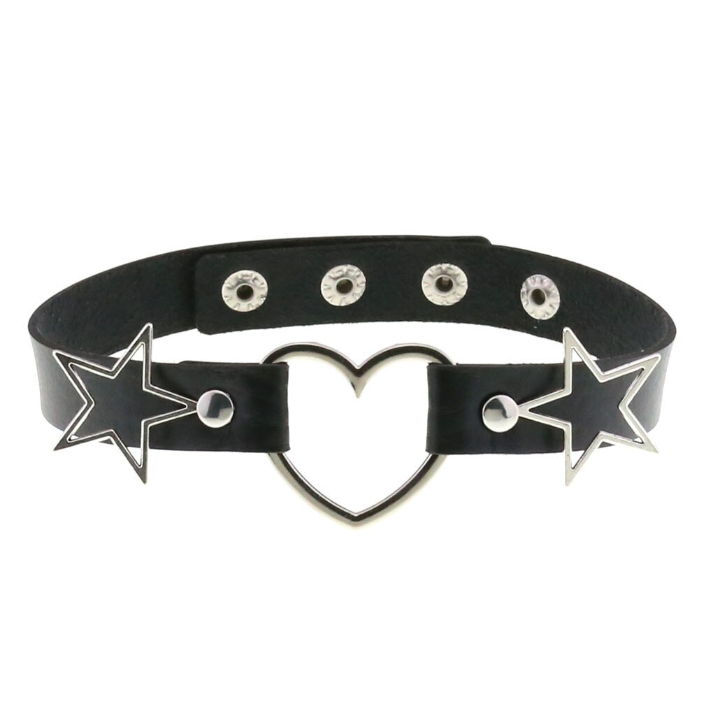Goth Punk PU Leather Collar Choker Necklaces Women Harajuku Steampunk Rock Star Body Birthday Party Chocker Jewelry