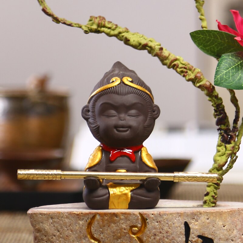 Monkey King Ceramic Decoration Home Decoration Tea Art Pet Statue Sculpture Home Decoration Monkey King Statue: vailA