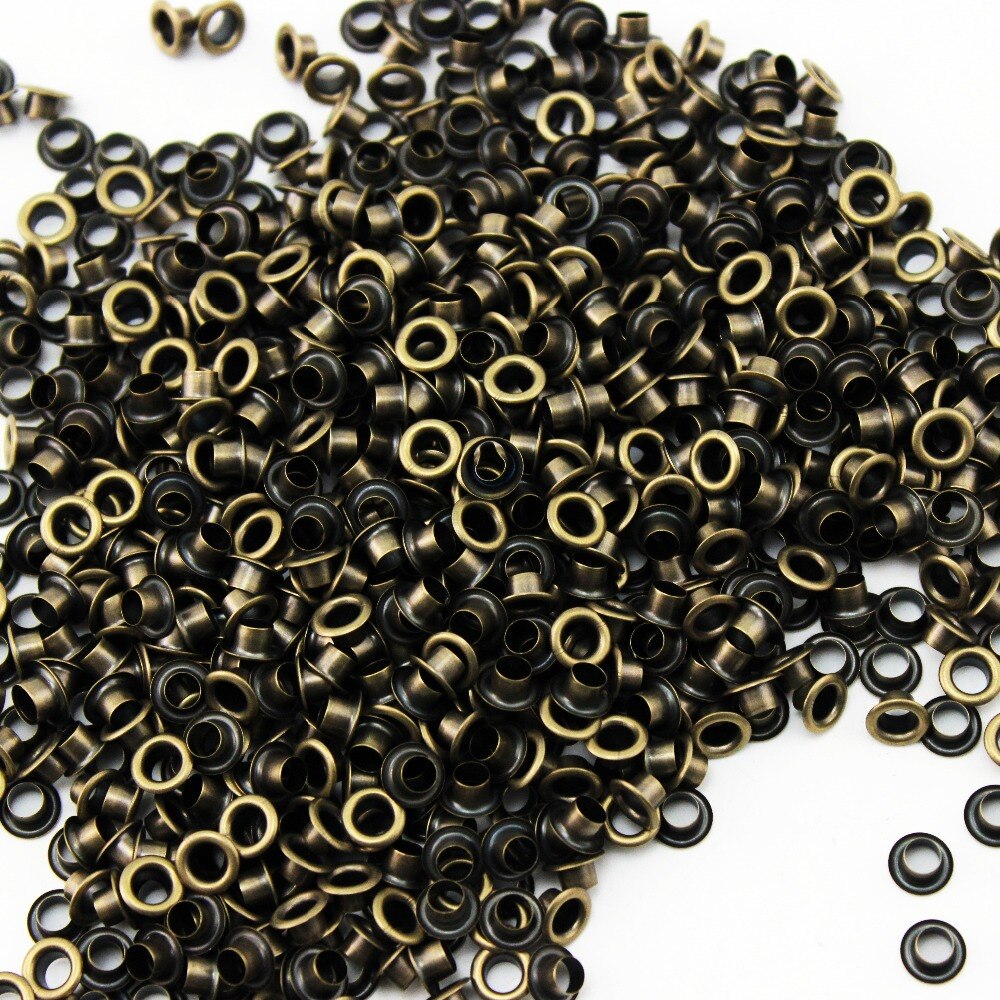 500set 3.5mm 7mm 3.5mm bronze copper eyelets buttons clothes accessory handbag findings metal eyelet Antique Brass