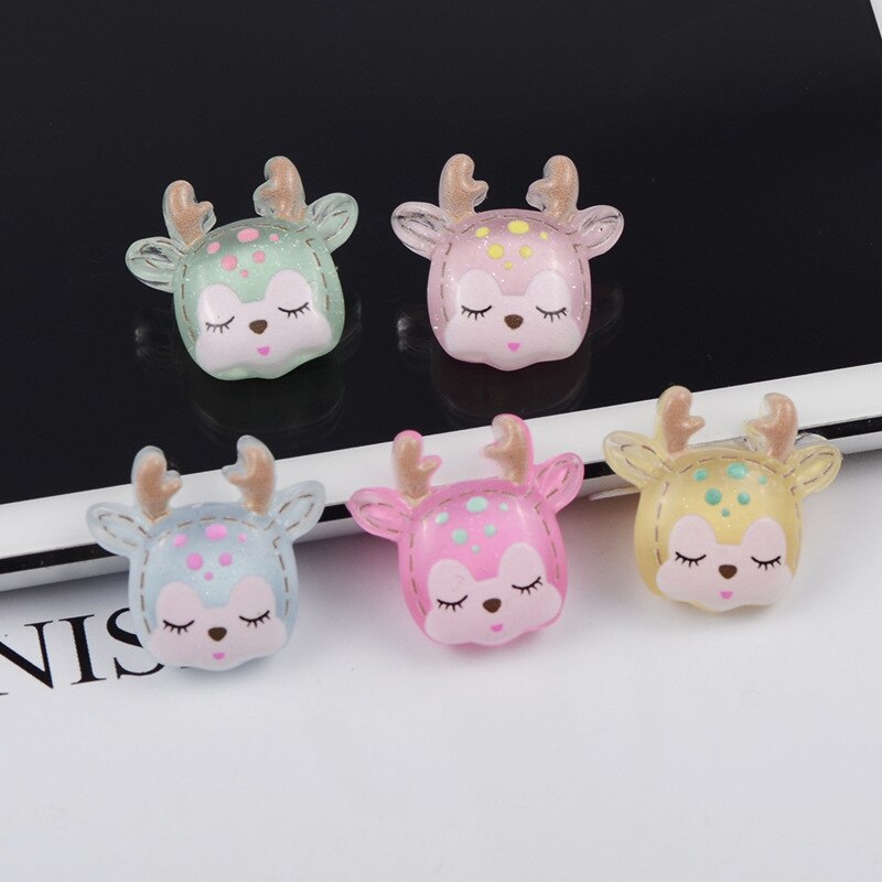 5pcs Simulated Deer Slime Charms Resin Toys Plasticine Slime Accessories Beads Making Supplies For DIY Scrapbooking Crafts: 5pcs mixed deers