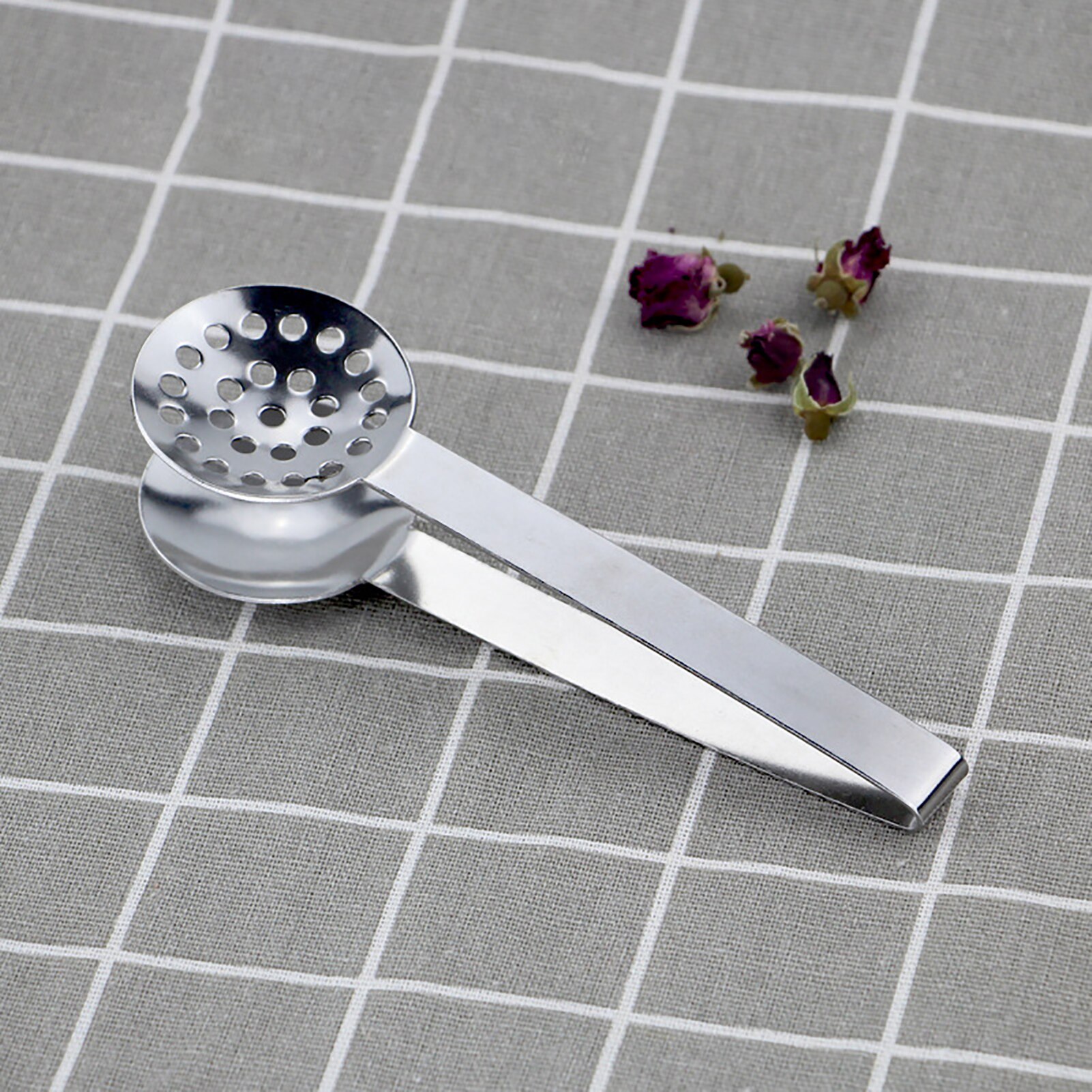 1PCs Silver Stainless Steel Round Tea Bag Tongs Tea Bag Squeezer Holder Grip Clip for Lemon slice Kitchen Tools