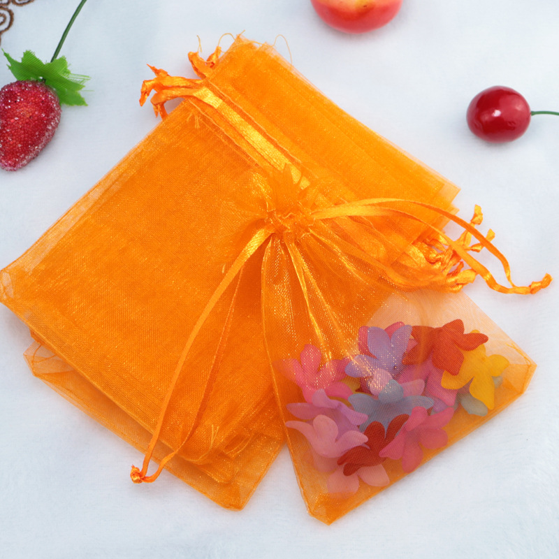 10 stücke 10x15 cm transparent Organza Beutel Hochzeit Geburtstag Party Süssigkeit Schokolade Taschen Weihnachten Halloween Kasten Verpackung taschen: Orange