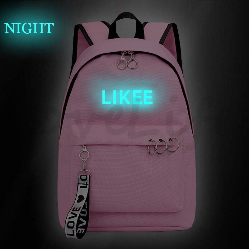 Likee live Luminous backpack Mochila Boys Girls Bookbags Children School Bags Teens back to school Black Pink Travel bags: 3