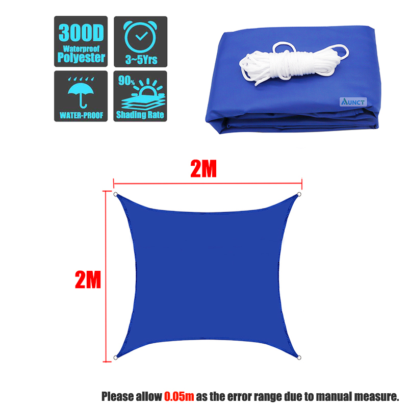 Blauw Waterdichte Zon Zonnezeil Vierkante Rechthoek Driehoek Vorm Tuin Terras Luifel Uv-Block Schaduw Kamp Wandelen Yard Luifels