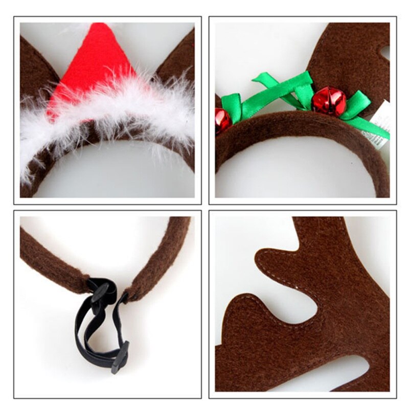 Serre-tête en forme de cloche de renne pour chien et chat, accessoire de décoration de fête de noël, couvre-chef de cerf