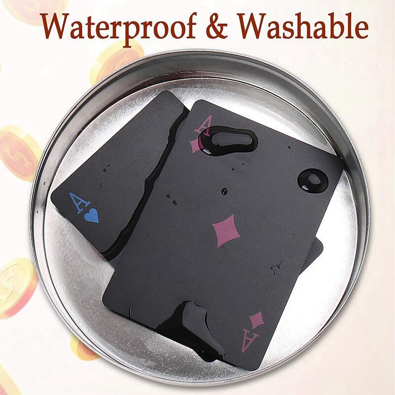 Top 2 decks waterdichte pokerkaarten, plastic pvc speelkaarten met doos, perfect voor feestjes en spelletjes , 1 blauw  + 1 rood