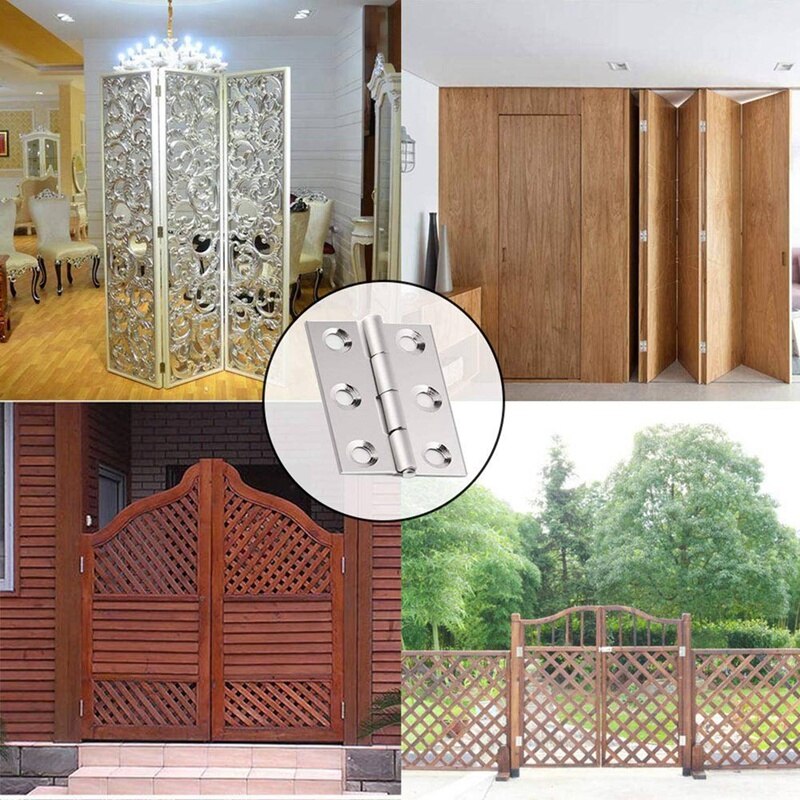 20Pcs 44mm Folding Door Hinges Stainless Steel Ball Bearing Hinges Internal Door Hinges with Screws,for Home Door Repair