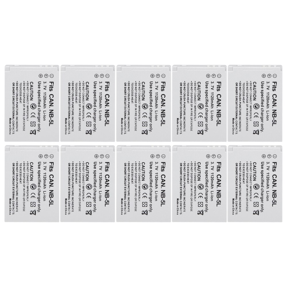 Original Aopuly NB-5L NB5L NB 5L Battery for Canon 90is 800 800is 850 850is 900 900is SD900 SX200 SD700IS SX230 SD800 IS: 10Batteries