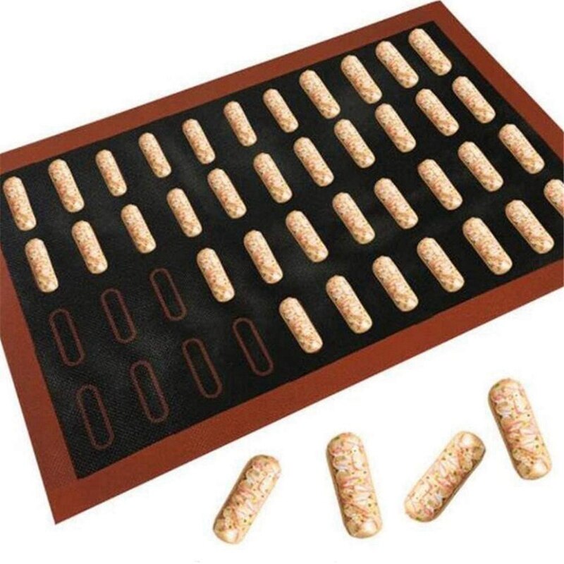 1x Baking Mat Bread Baking Sheets Non-Stick Oven 44 Eclair Sheet Liner Bakeware Mat & 30x Small Wooden Spoons