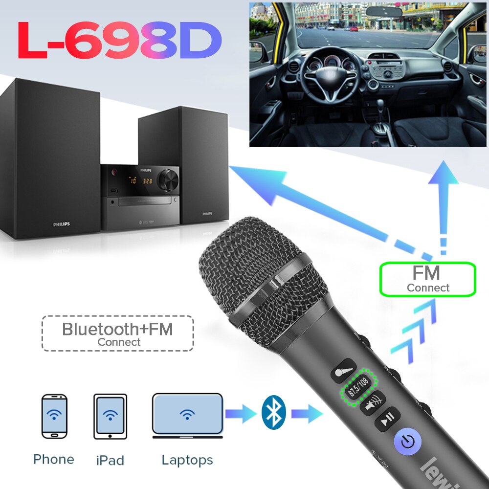 Lewinner upgrade L698D 20W portable wireless Bluetooth karaoke microphone speaker with big