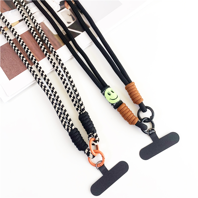 120cm Double Rope Mobile Phone Lanyard Crossbody Phone Straps Neck Clip Cord Rope Twisted Backable Outdoor Anti-loss Phone Chain