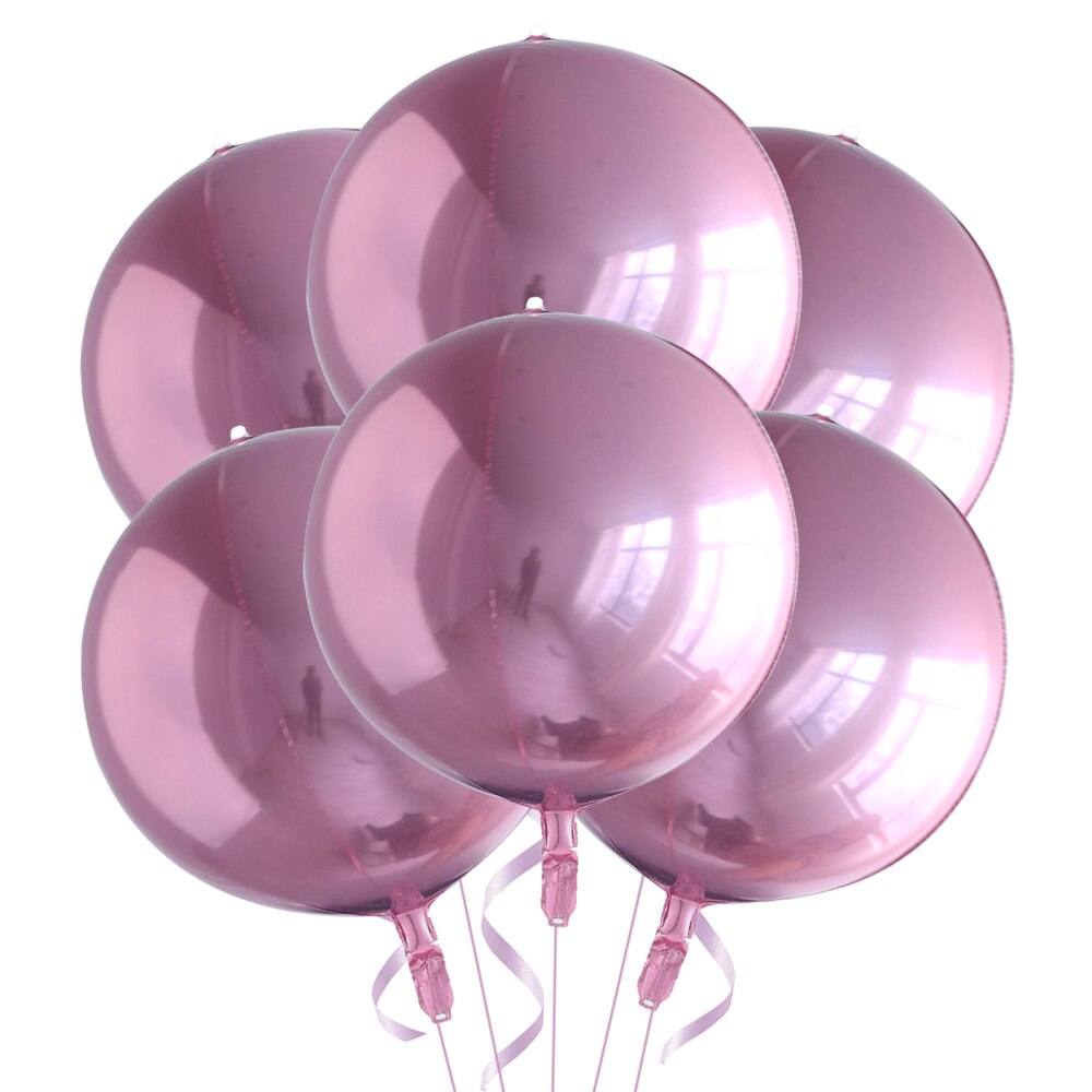 6pcs 22 Inchs Rose Gold Big 4D Balloons 360 Degree Round Metallic Rose Gold Balloons Birthday Baby Shower Wedding Decorations: AGATE