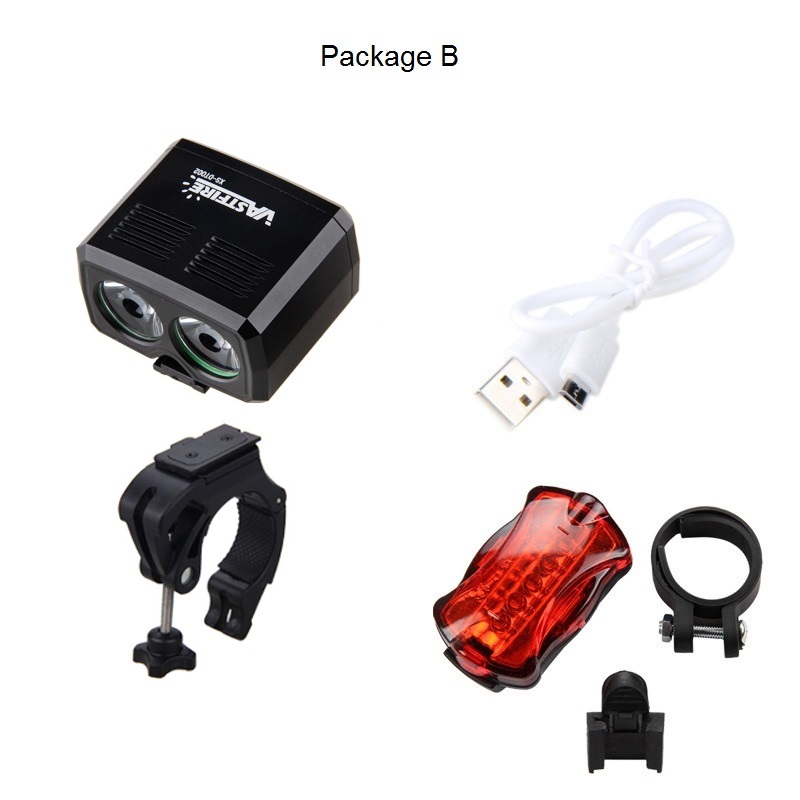 MTB USB Rechargeable mini Bike Light Set Powerful Lumens LED Front Bicycle light Headlight Road Cycling Safety Flashlight: Package B