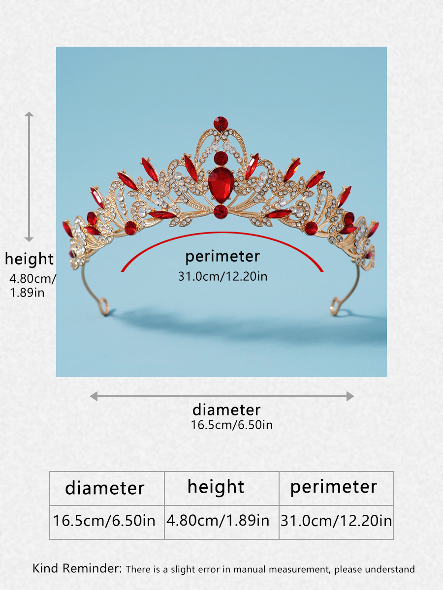 Itacazzo bridal headwear crown, classic red - ColourTiras suitable for women's weddings and birthday parties: Pure Gold Color