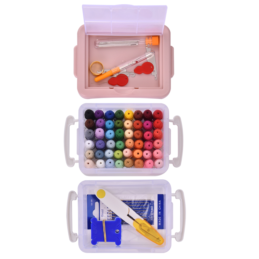 48 Color Sewing Thread and Quilting Tools Multifunctional Sewing Supplies Kit for Machine Hand Stitching Embroidery Threads Box