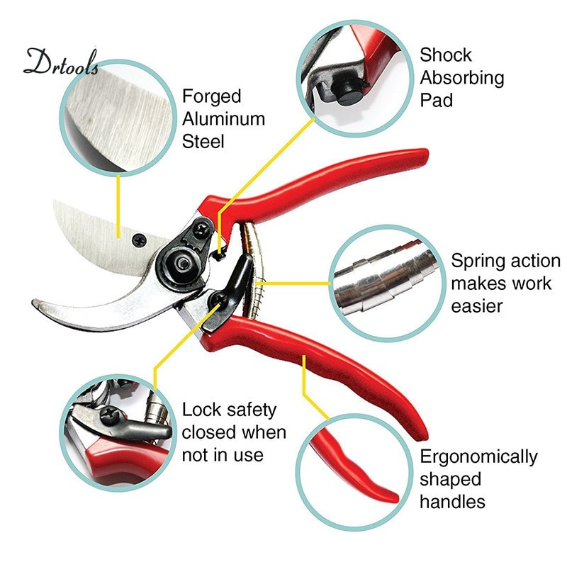 Pruning Shears Garden Bypass Pruners and Ergonomic Flower Cutter Grafting Tool Scissors Trimmer Cutter garden tool