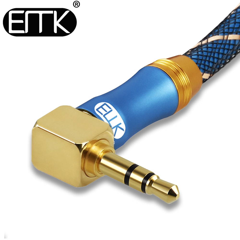 EMK 3.5mm Jack Audio Kabel 3.5 Man op Man Kabel Audio 90 Graden Haakse AUX Kabel voor Auto hoofdtelefoon MP3/4 Aux