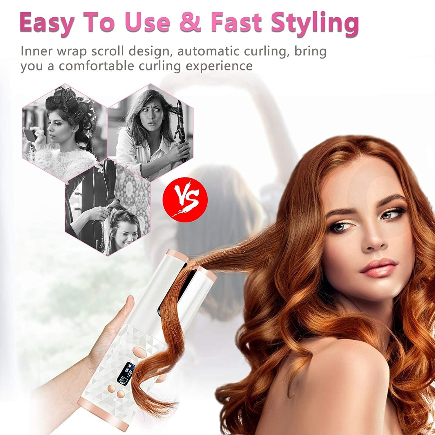 Auto Rotating Hair Curler Portable Cordless Automatic Natural Curl Rechargeable Ceramic Curling Irons Wireless Big Wave Airwrap