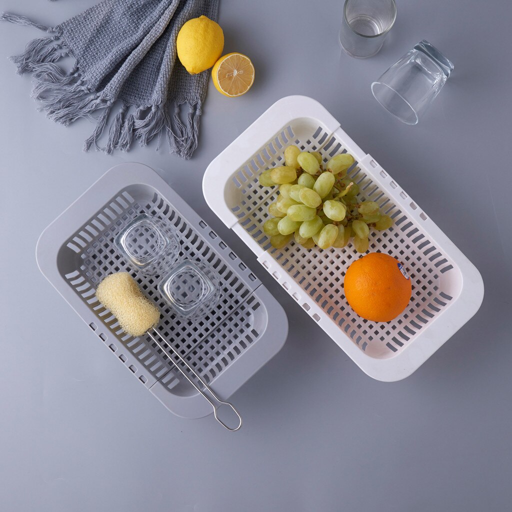 Kitchen Retractable Sink Drain Basket Plastic Dish Rack Sink Filter Water Basket Fruit Vegetable Basket Kitchen Sink Drain Case