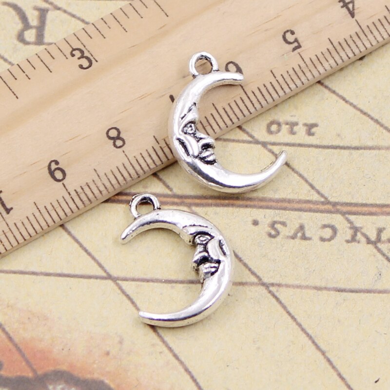 10pcs Charms Volto della Luna 21x15mm Tibetano Bronzo Argento Pendenti di Colore Antico Monili Che Fanno FAI DA TE Fatti A Mano Del Mestiere