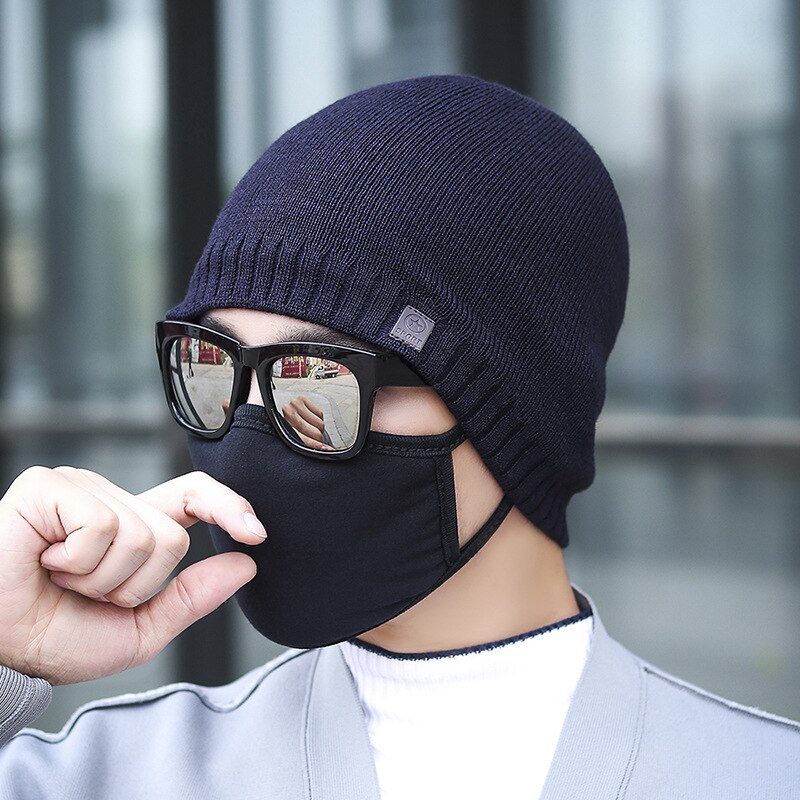 Gorro de lana merina australiana para hombre, gorro ligero y cálido con Calavera, 100%: Blue