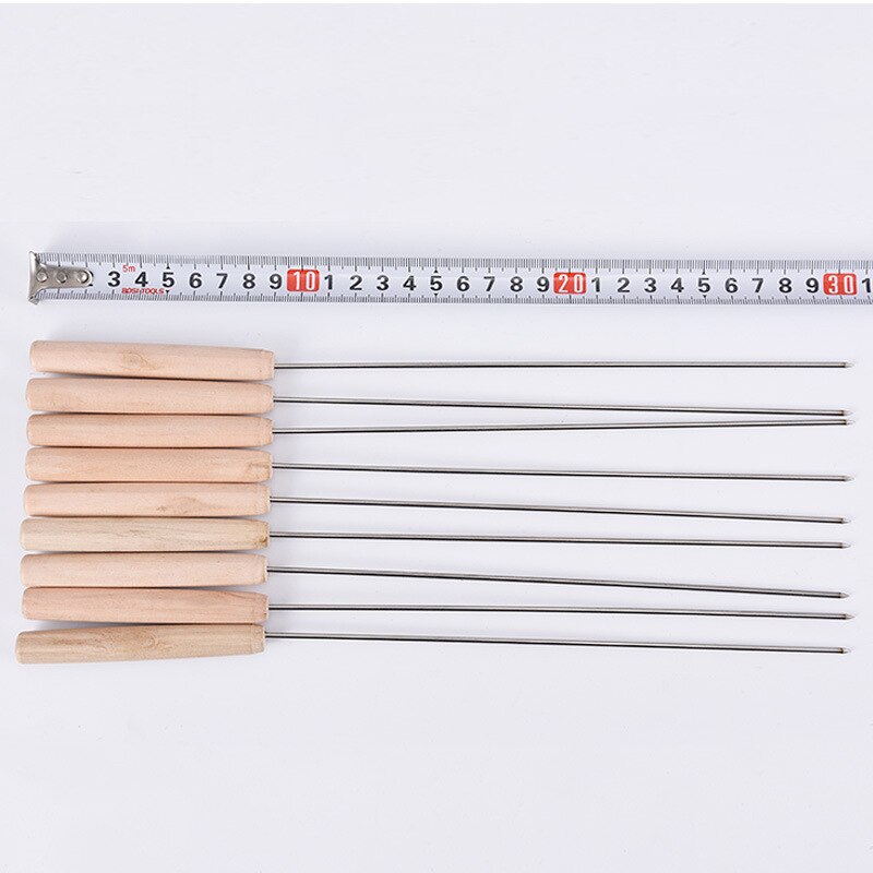 BBQ Barbecue Signs Outdoor Barbecue Tools Stainless Steel Wood Bing Roasting Needles 12 Packs Barbeque Accessories