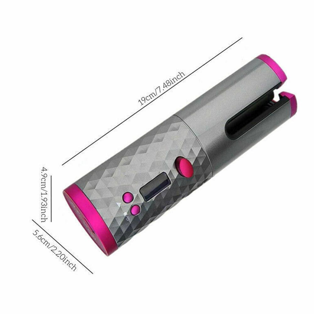 Auto hair curling hair curler styling verktøy for langt og kort hår, trådløs curler usb lade digital skjerm