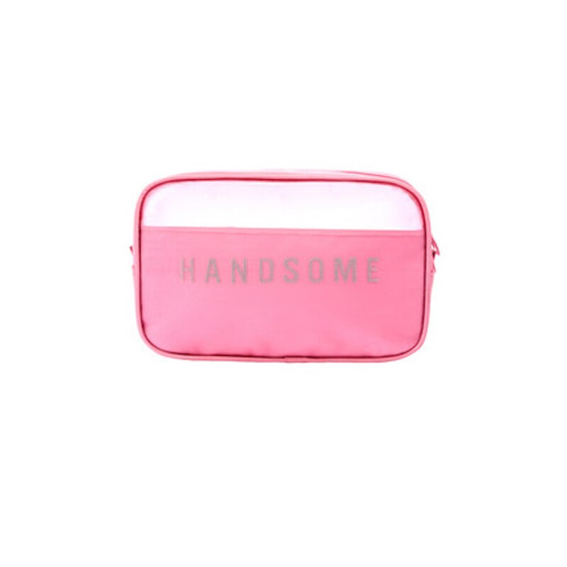 Kosmetyczka podróżna kobiety Zipper makijaż przezroczysta torba na kosmetyki organizator pokrowiec kosmetyczka zestaw kosmetyczny torebka: L pink