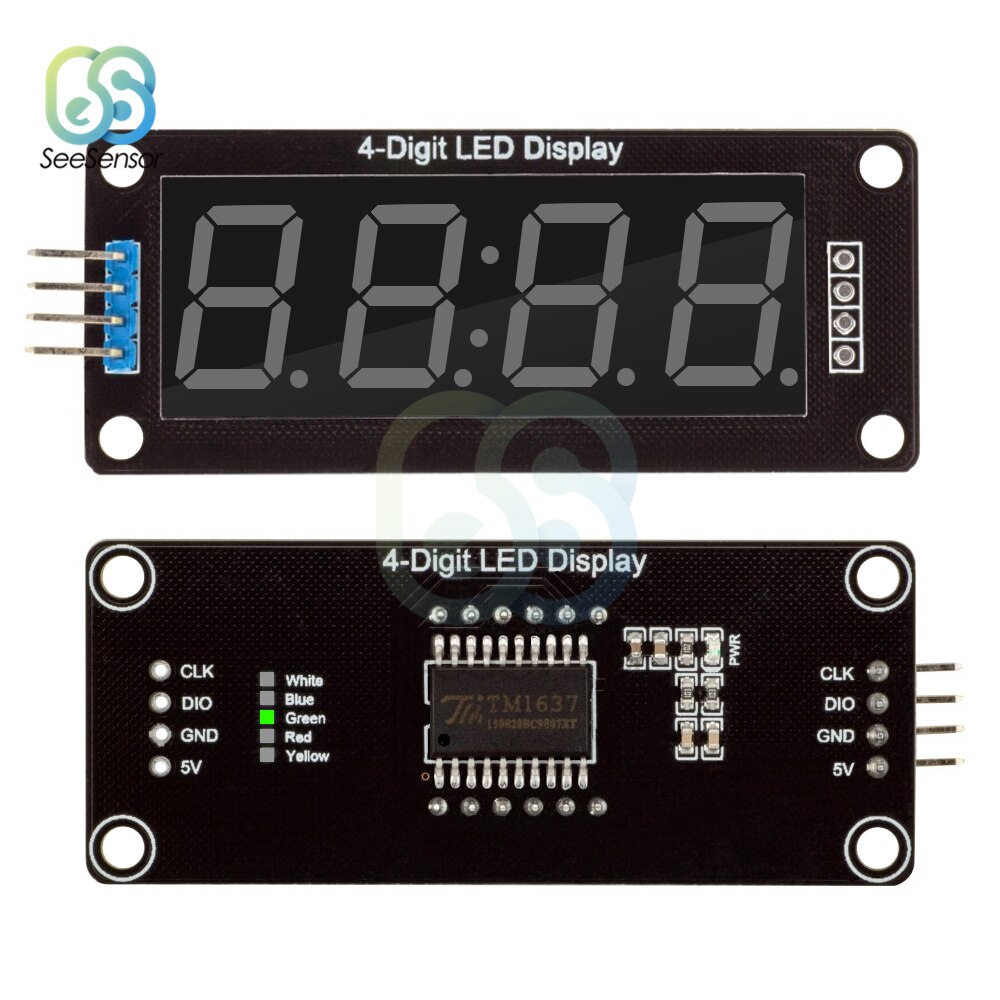 Tm1637 0.56 &quot; 0.56 tommer 4- -cifret digitalt ur led displayrør 7 segmenter led ur dobbelt prikker modul til arduino