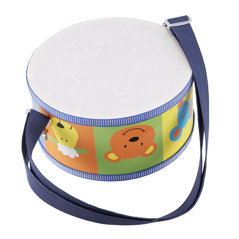 Wooden Drum Music Instrument for Children with Colorful Animals, Straps and Drumsticks