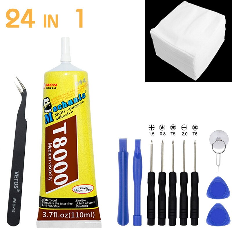 Résine époxy polyvalente T8000, mécanique, réparation de coque d&#39;écran de téléphone LED, colle liquide, outils de bricolage meilleurs que B-7000 collant: C