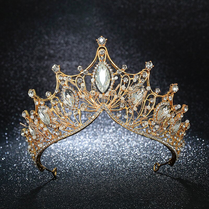 Kmvexo Vintage Koningin Prinses Big Crown Wedding Bridal Diadeem Haar Sieraden Ornamenten Voor Vrouwen Gold Crystal Tiara Pageant