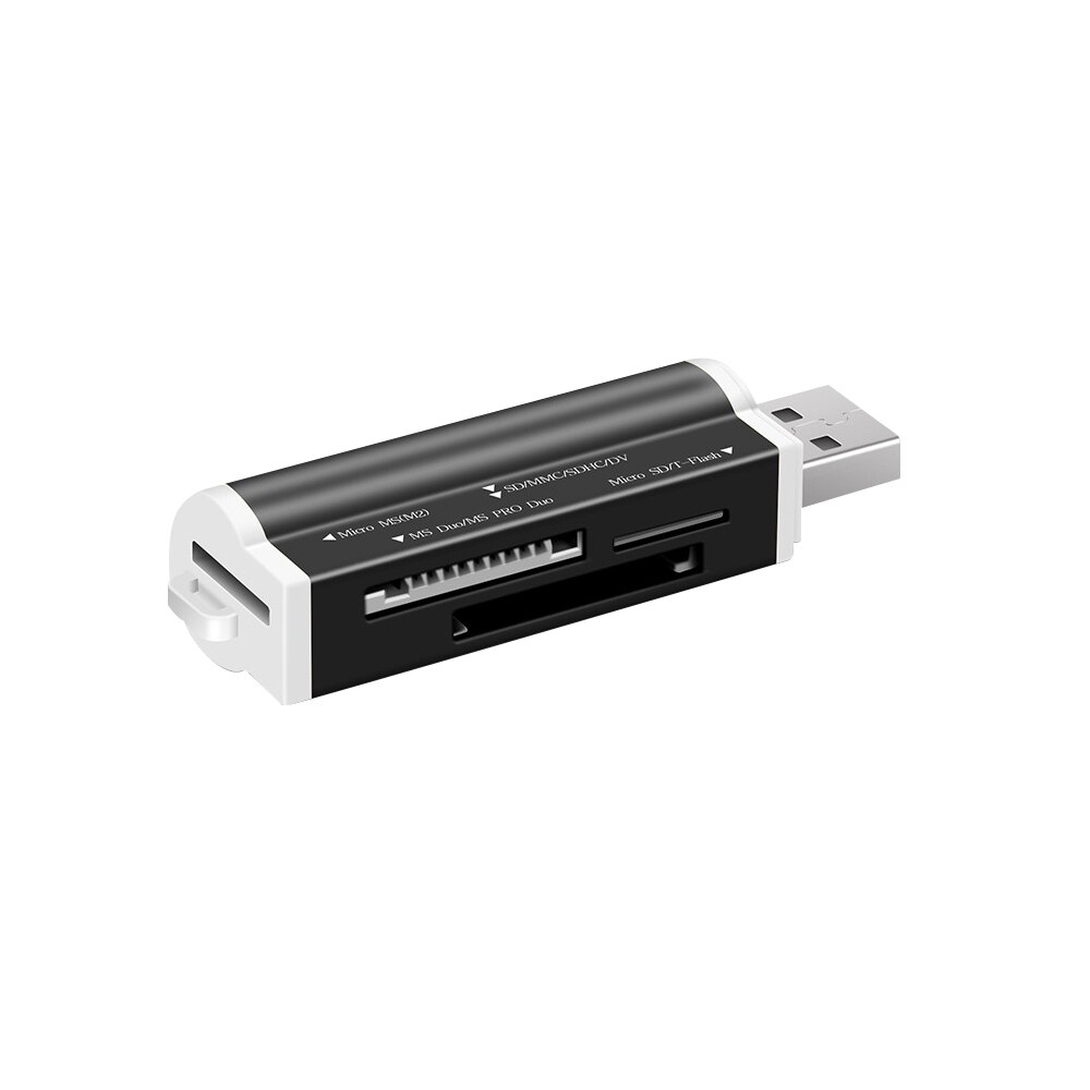 Micro USB Kaartlezer USB2.0 Mini Multi In Een Geheugenkaartlezer Ondersteuning Voor TF Card Recorder Draaibaar Kaartlezer zwart