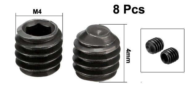 Uxcell 8 st metall svart  m4 x 4mm insexskruv för rc modell bil reservdel: Default Title