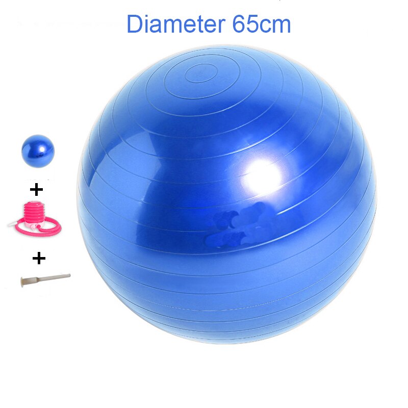 PVC Anti-burst Gym Pilates Yoga Balls Fitness Massage Balance Exercise Stability Birth Therapy Ball With Pump 55cm 65cm 75cm: 65cm blue